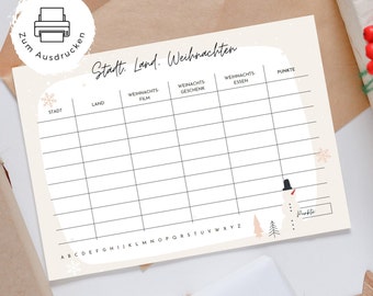 Juego imprimible de Ciudad, Campo y Navidad | Regalo de Adviento
