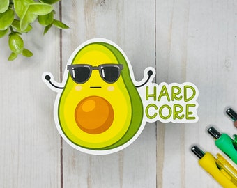 Hard Core Avocado Sticker | Avocado Decal | Food Sticker