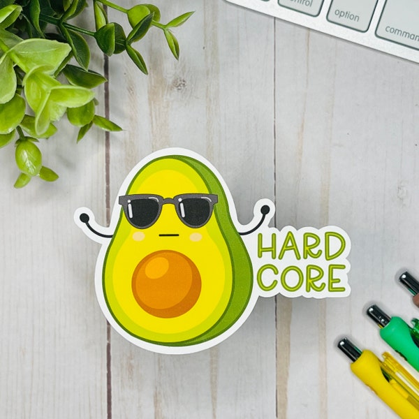 Hard Core Avocado Sticker | Avocado Decal | Food Sticker