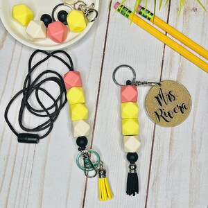 Teacher Lanyard | Teacher Keychain | Pencil Lanyard | Pencil Keychain | Silicone Beads | Teacher Gift | Custom Teacher Lanyard