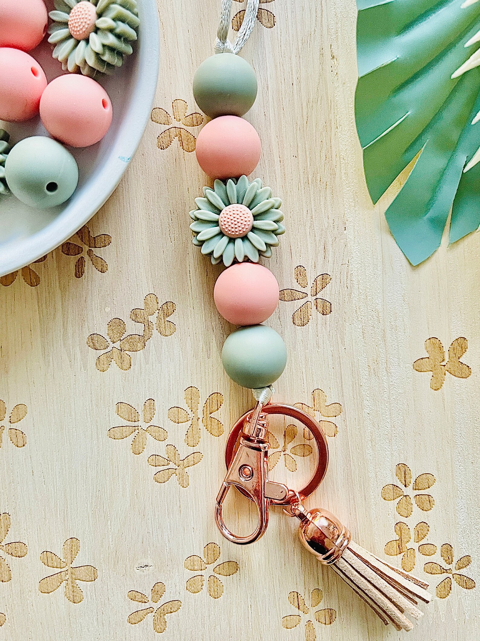 Daisy Lanyard | Flower Lanyard | Boho Lanyard | Neutral Lanyard ...