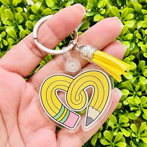 KEYCHAIN | Pencil Heart Keychain | Acrylic Keychain | Teacher Keychain | Pencil Keychain | Teacher Gift