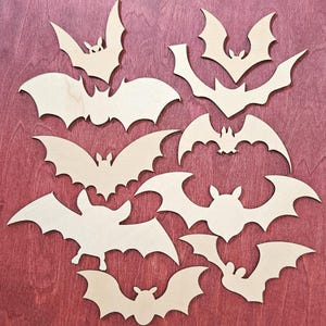 Small Wooden Bat Cutouts | Laser Cut Wood Skulls for Crafts, Halloween Decor, DIY Projects, Gothic Art, Scrapbooking Supplies