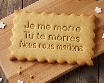 Emporte-pièce mariage personnalisé “Je me marre, tu te marres, nous nous marions” | Cookie cutter petit beurre humour mariage