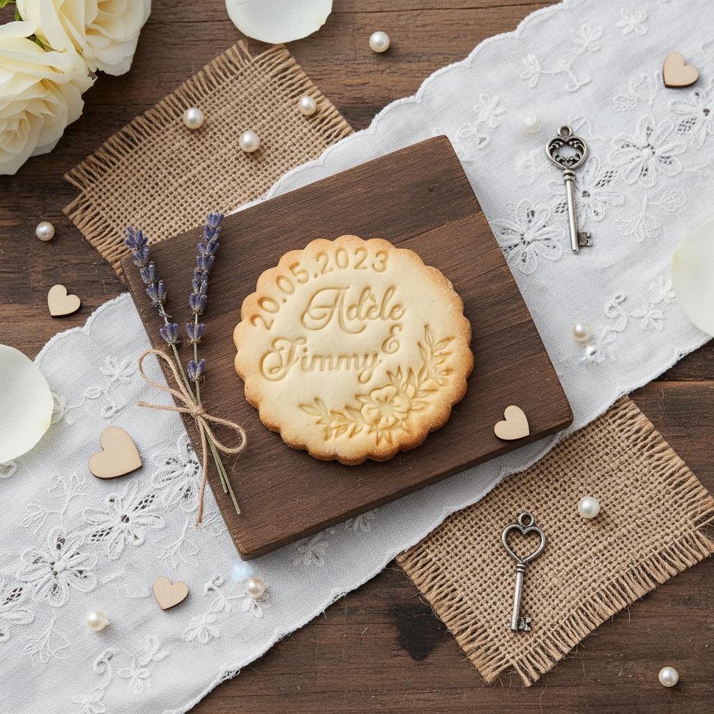 Emporte-pièce mariage champêtre personnalisé pour biscuits Emporte-pièce mariage champêtre personnalisé pour biscuits