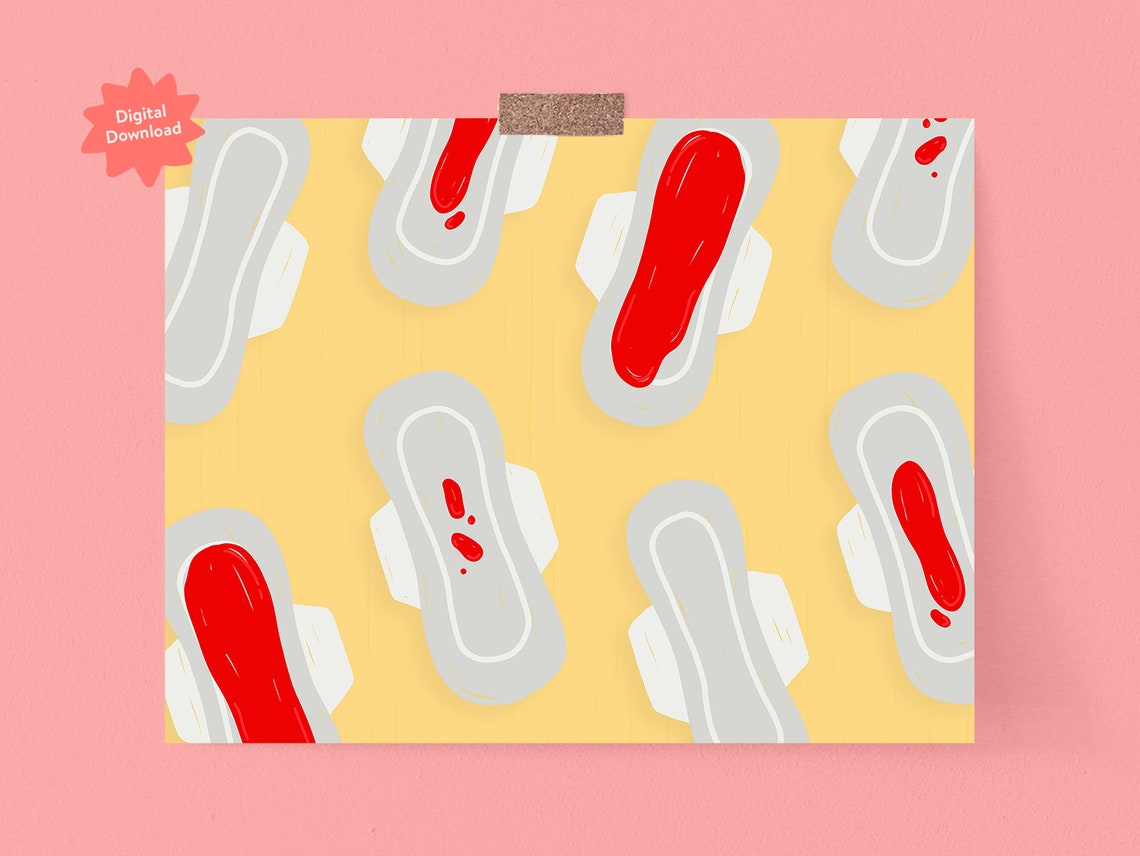 Sanitary Pad Pattern period menstruation illustration | Etsy
