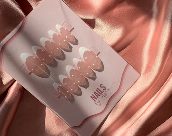 Pearl French Tip Reusable Press On Nails