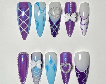 Purple Diamond Reusable Press On Nails