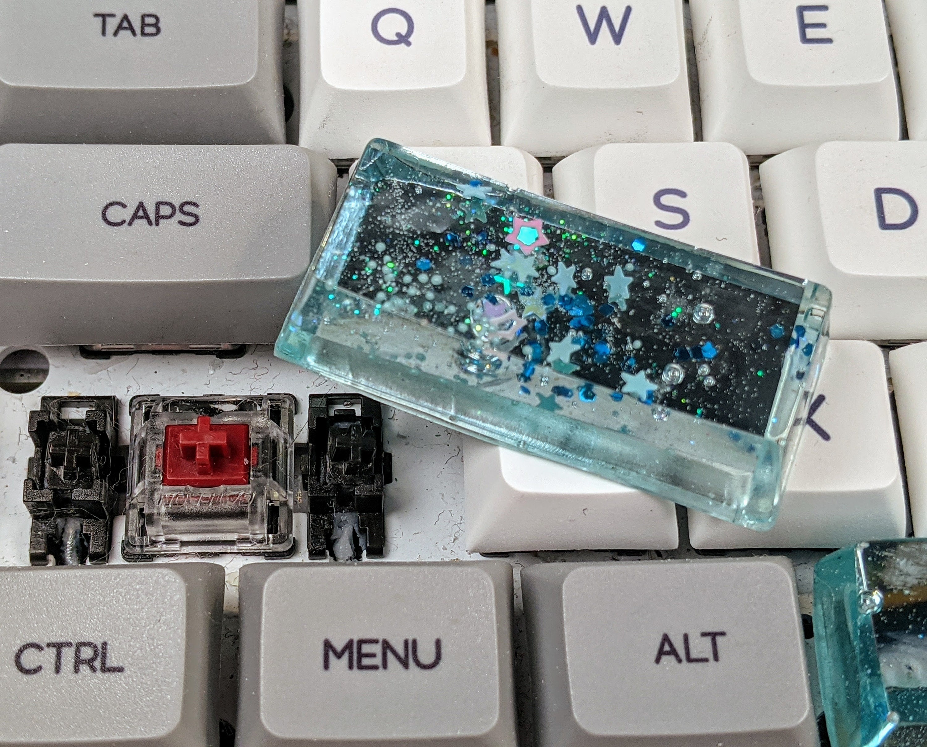 Beautiful Resin Keyboard Keys. Blue Metallic 3d Effect. Etsy