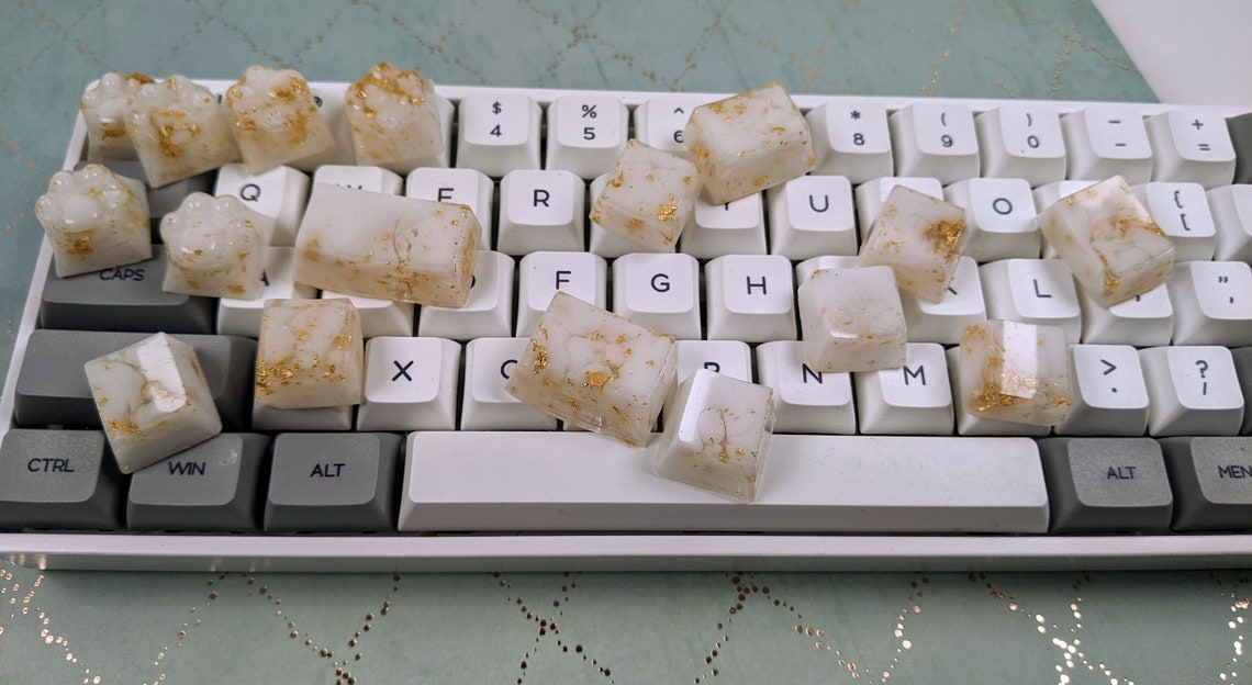 Stunning keyboard keys in white epoxy resin with insertion of Etsy