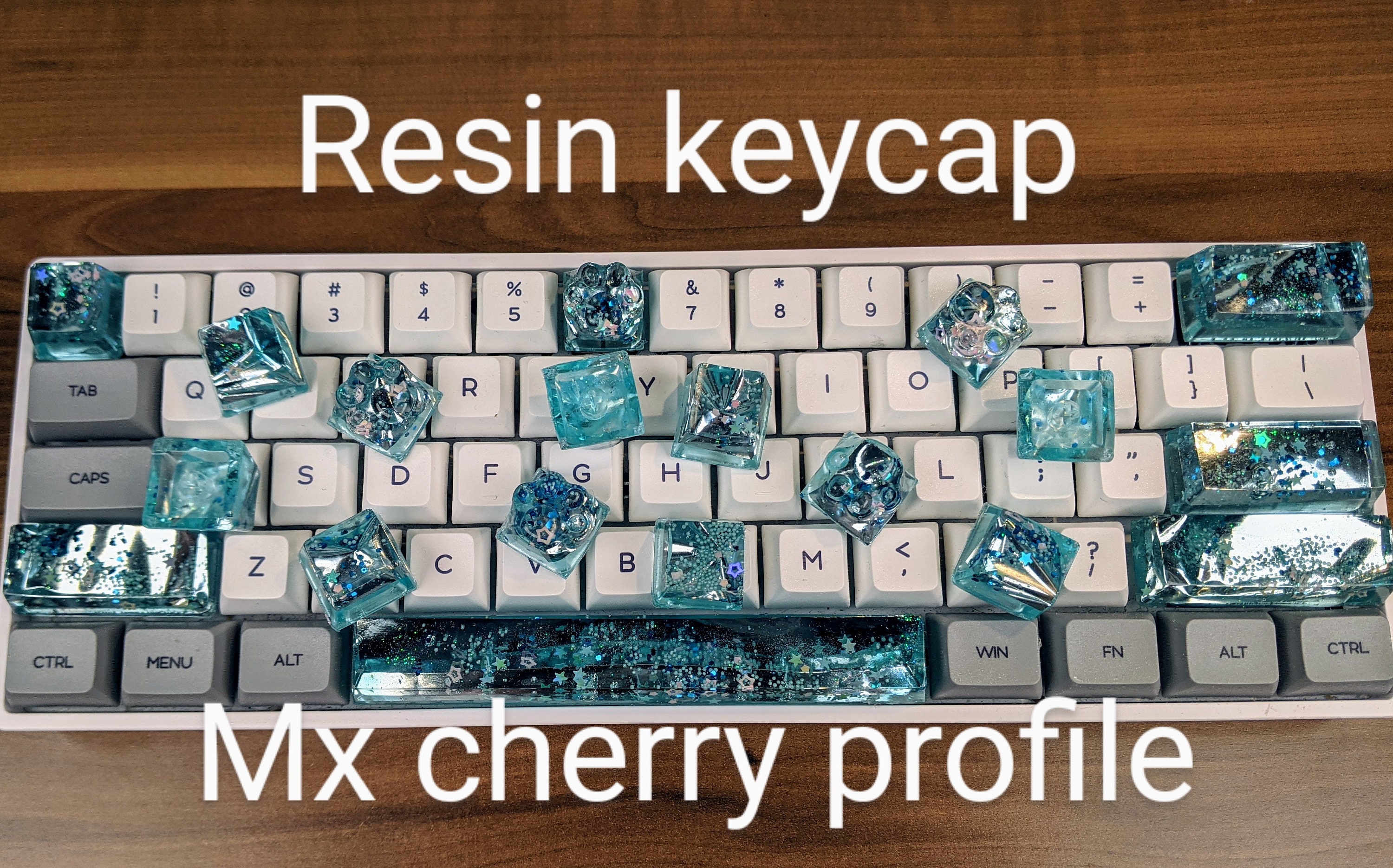 Beautiful Resin Keyboard Keys. Blue Metallic 3d Effect. Etsy Australia