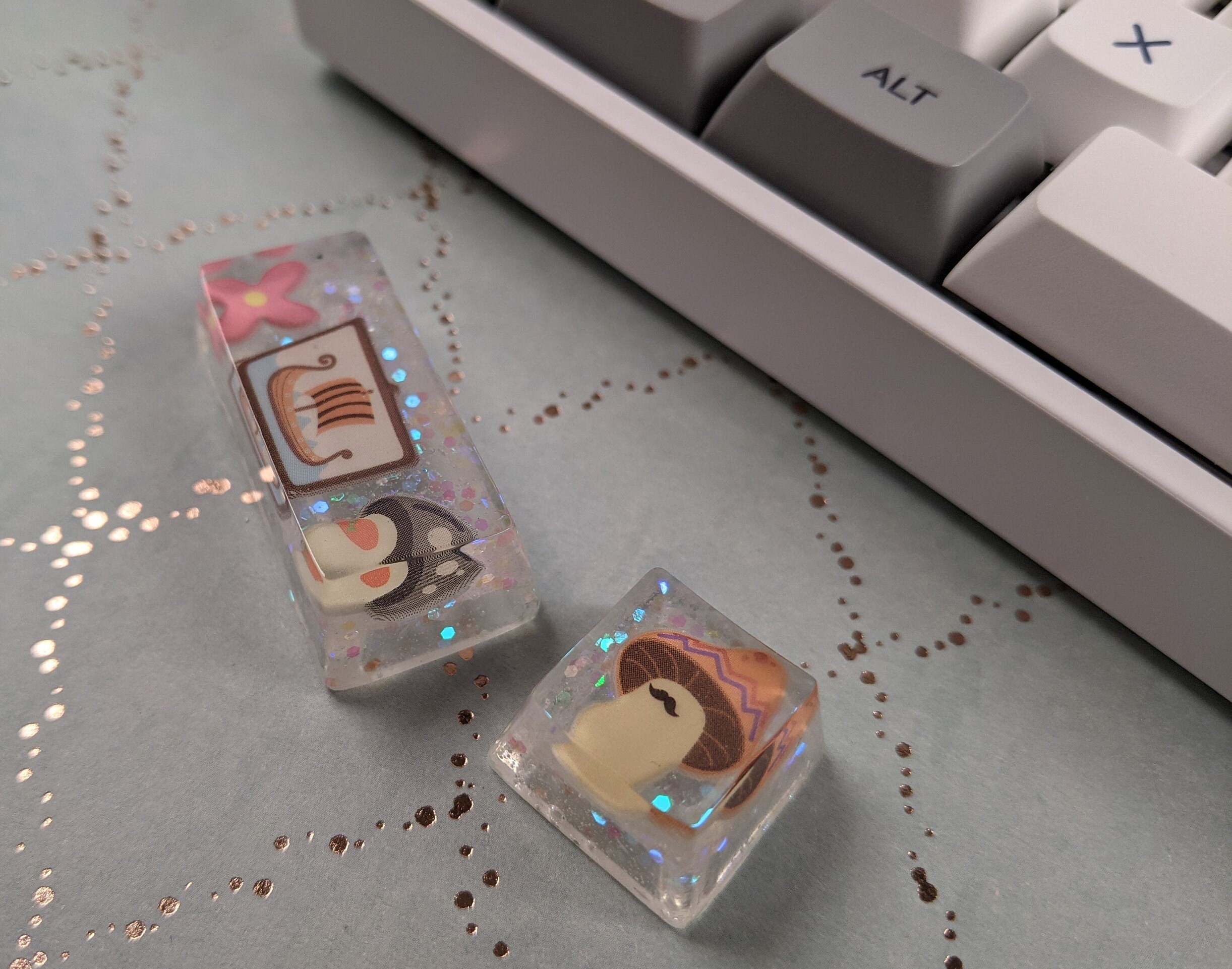 Duo of fun decorative computer keyboard keys. Epoxy resin. Etsy