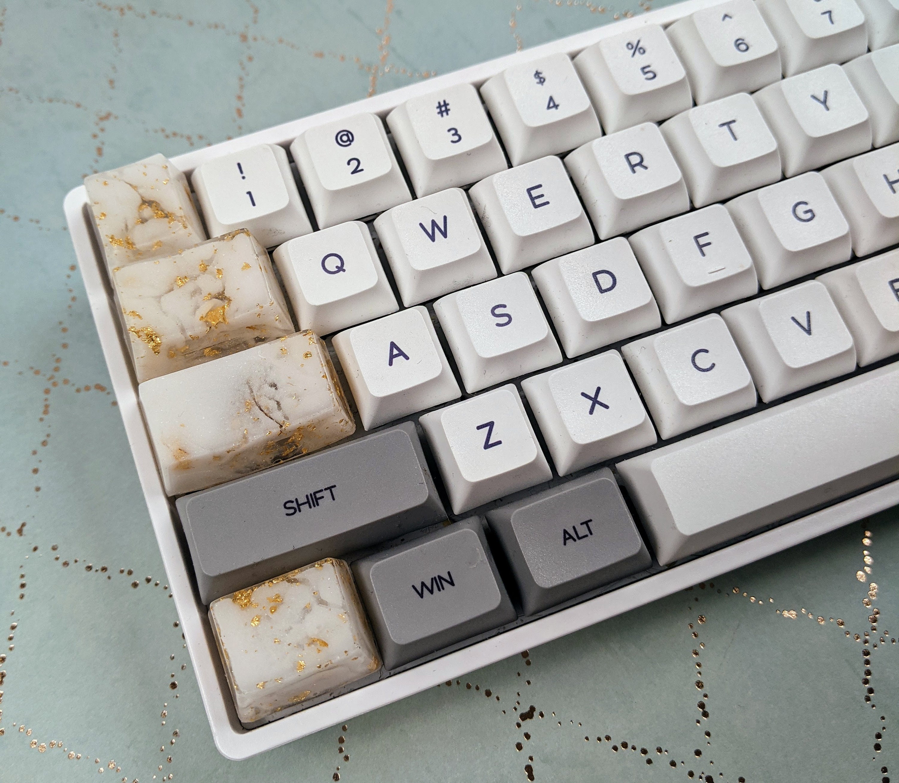 Stunning keyboard keys in white epoxy resin with insertion of Etsy