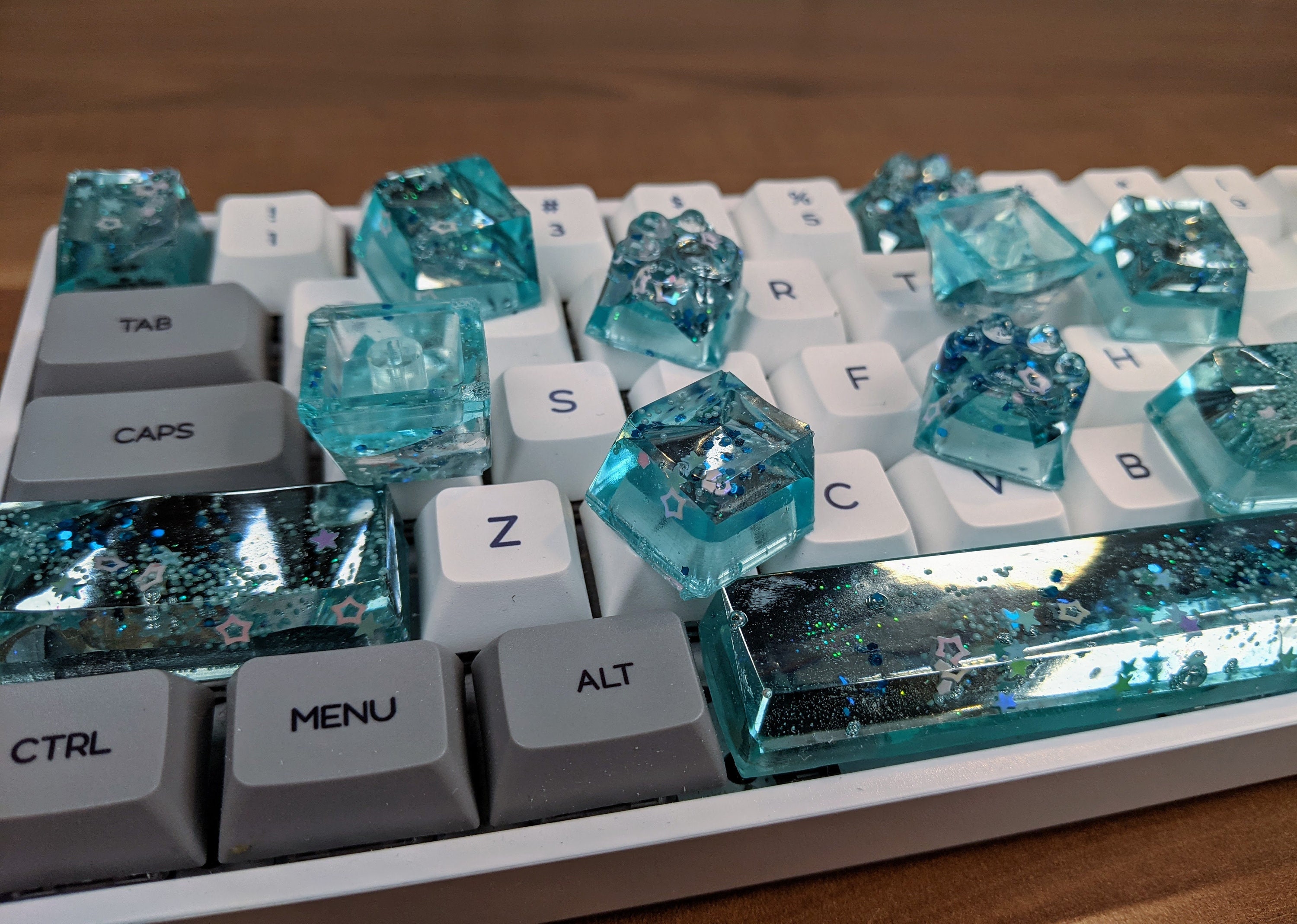 Beautiful Resin Keyboard Keys. Blue Metallic 3d Effect. Etsy Australia