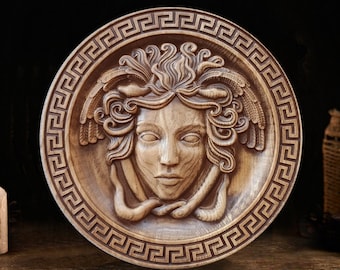 Gorgona Wood Wall Decor, Medusa Wood Art, Greek Art, Medusa Carvings, Medusa Gorgona, Greek altar, custom wall decor, greek gods