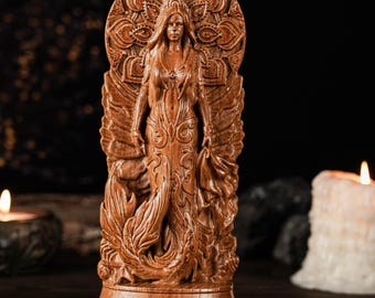 Atargatis Goddess Statue, Syrian Fertility Goddess, Mermaid Deity Sculpture, Pagan Altar Decor, Ancient Mythology Art