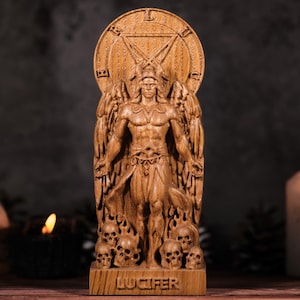 Lucifer ängelstaty, Satanstaty, Luciferserien, Ockultism, satanism, Fallen ängel satan, Lucifer Morningstar, hedniskt altare