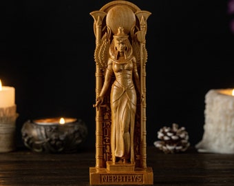 Nephthys Egyptian Goddess, Nephthys with wings statue, ancient egypt gods, egypt gods, ancient paganism, pagan altar, egypt altar statue