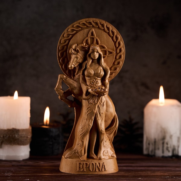 Epona Goddess, Epona Goddess of Horses, Epona Celtic Goddess, Roman Goddess, pagan statue, altar statue