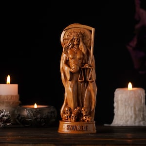 Santa Muerte, Santa Muerte-Statue, Heilige Tod Statue, Santa Muerte Holzstatue, Pagan Statue, Satanismus, Tarot-Lesungen