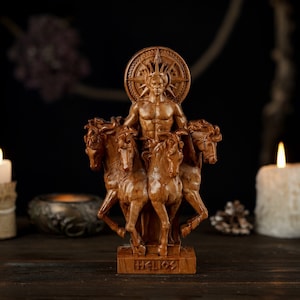 Helios statue, Helios Greek God, Helios with 4 horses, Helios Greek Mythology, greek gods, greek altar, pagan statue