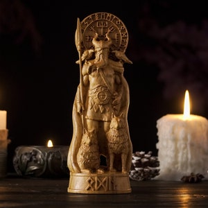 Allfather Odin Norse God statue, Norse god statue, pagan religion, wood carvings, Asatru, norse religion