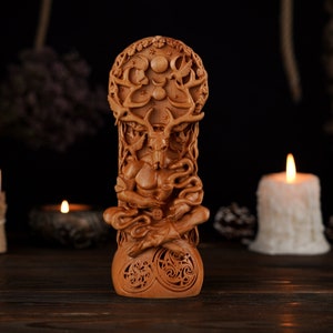 Cernunnos Celtic Horned God, Cernunnos Celtic statue, celtic gods, Cernunnos wood figure, paganism religion, wood carving