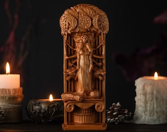 Hecate Greek goddess, Hecate pagan statue, Hecate wood goddess, Wicca goddess