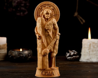 Ogma Cetic God statue, Ogma Celtic God, celtic gods, Ogma wood figure, paganism religion, wood carving