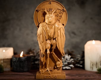 Démon Goetia Stolas, statue Stolas, figure de démonologie, démon Goetia, autel païen, statue païenne