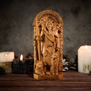 Odin Norse god figure, Wotan statue, Odin statue, Allfather statue, pagan altar, norse pagan, norse gods, viking statue, wood carving