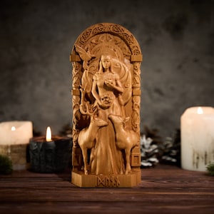 Idunn Norse Goddess, Idun altar statue, pagan altar, norse gods, pagan statue, norse pagan, viking statue, wood carving, Goddess statue