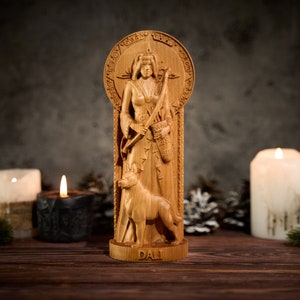 Dali Goddess statue, Dali Georgian Goddess, Dali statue, Georgian Goddess, hunting goddess, pagan altar, pagan statue, wicca altar
