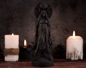 Black Nyx Greek Goddess, Moon Goddess, greek gods, greek pantheon, pagan statue