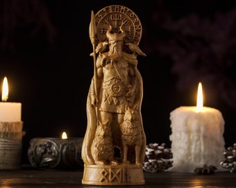 Allfather Odin Norse God statue, Norse god statue, pagan religion, wood carvings, Asatru, norse religion