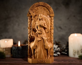 Idunn nordische Göttin, Idun Altar Statue, heidnischer Altar, nordische Götter, heidnische Statue, nordische Heide, Wikinger Statue, Holzschnitzerei, Göttinnen Statue