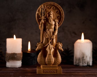 Poseidon statue, Poseidon Greek statue, Greek god, pagan statue, pagan altar, greek altar