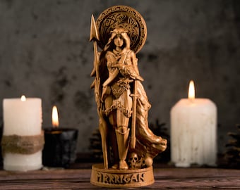 Morrigan Celtic Goddess, Morrigan wood figure, Celtic gods, pagan statue, morrigan statue