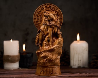 Fenrir statue, Fenrir Norse Wolf statue, fenrir wolf statue, fenrir god,  viking statue, norse gods, norse pagan, norse altar, wolf statue