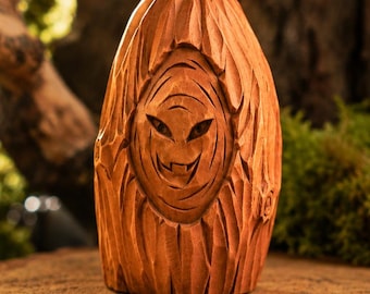Forest Spirit Wooden Figure, Hand Carved Woodland Guardian, Wooden Sculpture, Fantasy Forest Decor, Nature Decor, Cottagecore Gift