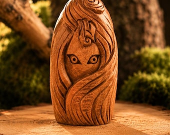 Forest Spirit Guardian Figurine, Hand Carved Wooden Woodland Spirit Statue, Fantasy Forest Decor, Rustic Home Decor, Cottagecore Decoration