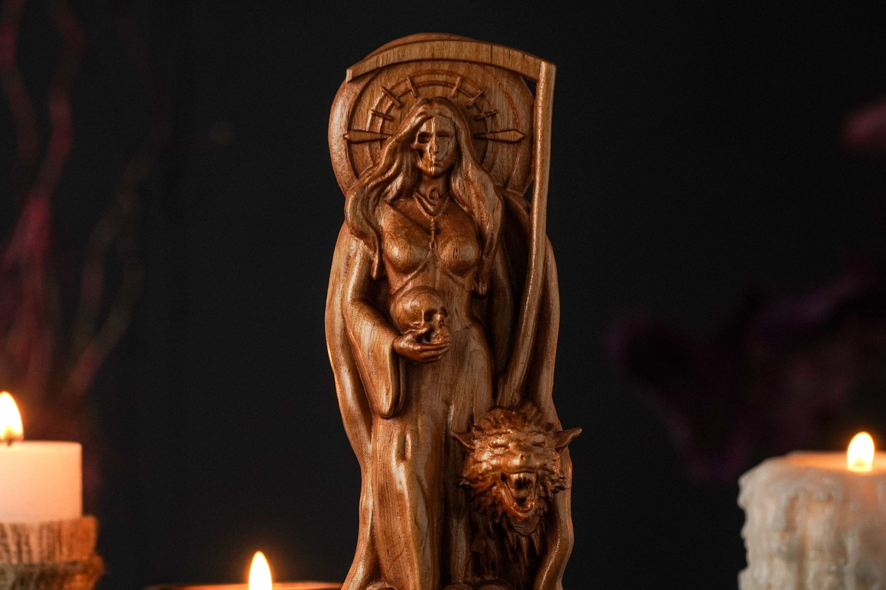 Hel Norse goddess statue Hel pagan goddess Hel wooden statue Etsy