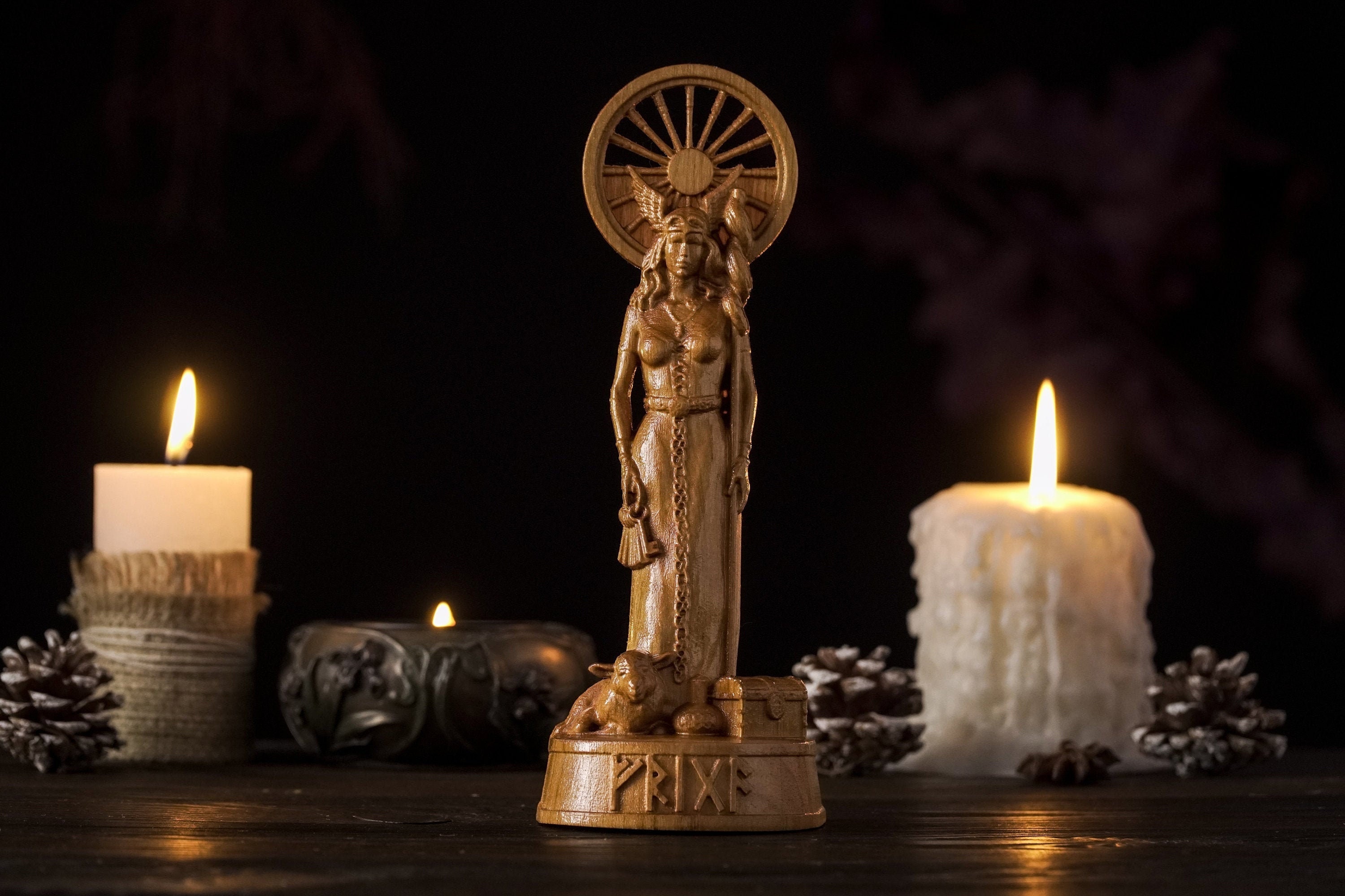 Frigg Norse goddess statue Frigg wooden statue pagan altar Etsy