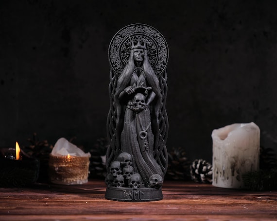 Black Hel Norse Goddess, Hel Viking goddess, pagan altar figure, norse gods, pagan statue, scandinavian goddess, viking statue
