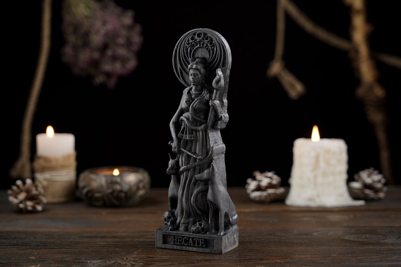 Hecate Statue Hecate Greek Goddess Hekate Black Figure Etsy