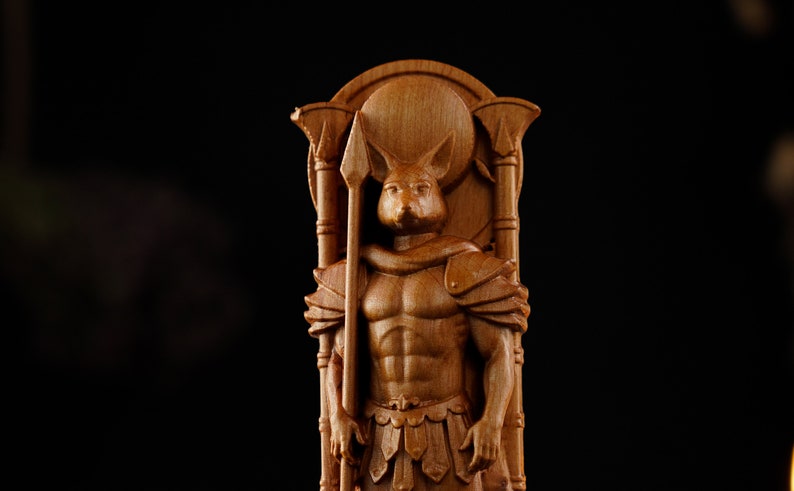 Deus egípcio Wepwawet, estátua de Wepwawet, deuses do antigo Egito, deuses egípcios, paganismo antigo, altar pagão, estátua de altar egípcio imagem 2