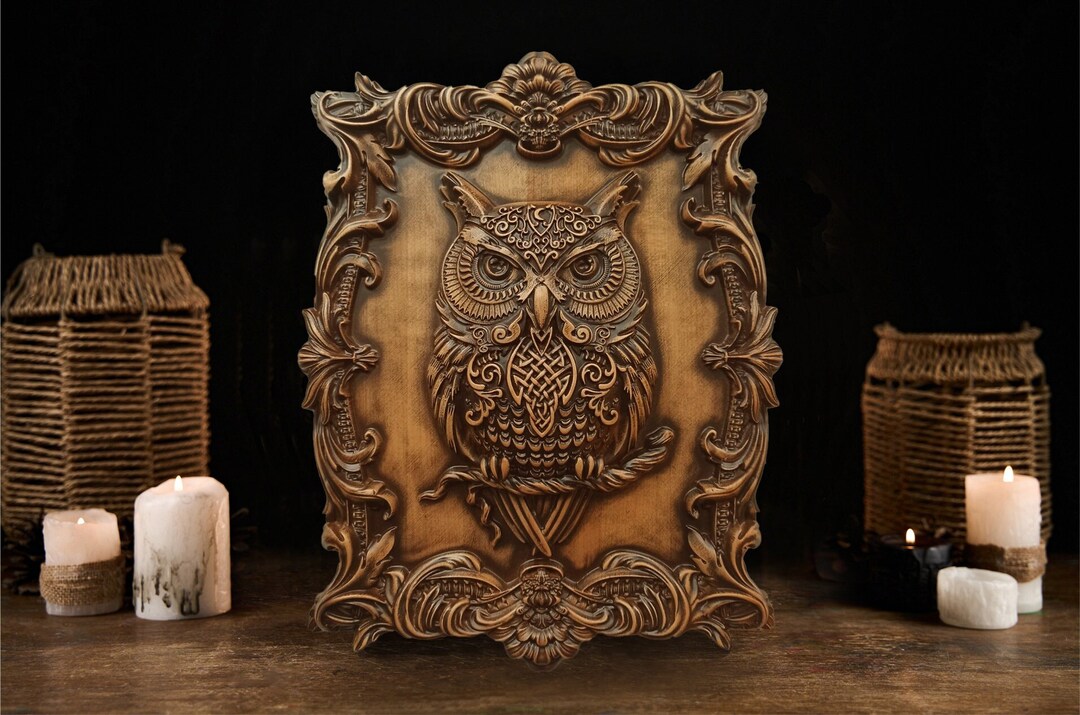 Owl Wood Wall Decor, Owl Wood Art, Owl Carvings, Owl Picture Carving