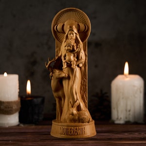 Mother Earth Statue, Gaia Greek Goddess statue, Mother Goddess statue, Wicca wood carving