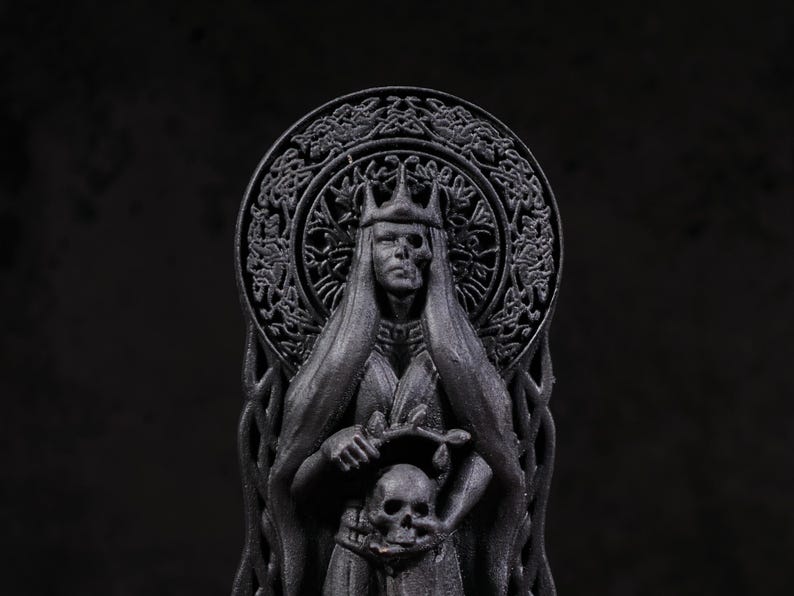 Hel Negra, diosa nórdica, diosa vikinga, figura de altar pagana, dioses nórdicos, estatua pagana, diosa escandinava, estatua vikinga imagen 2