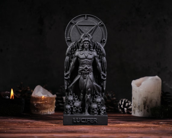 黒いルシファー天使像、サタン像、ルシファーシリーズ、オカルト、悪魔